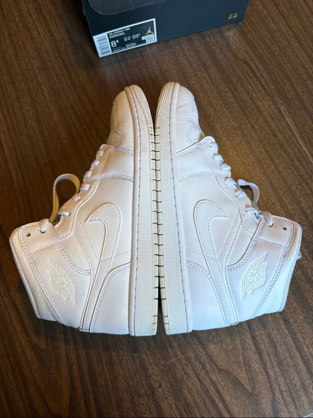Nike Air Jordan 1 Mid Size 8.5 Triple White Colorway High Top Shoes
